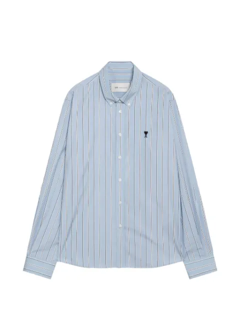 AMI Paris Ami de Coeur vertical-stripe shirt Blue 26AUSH878CO0249