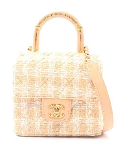 CHANEL Pre-Owned 2021-2026 Quilted Tweed Crush Top Handle Flap satchel Pink WO4MIFAR8A3XNLUM