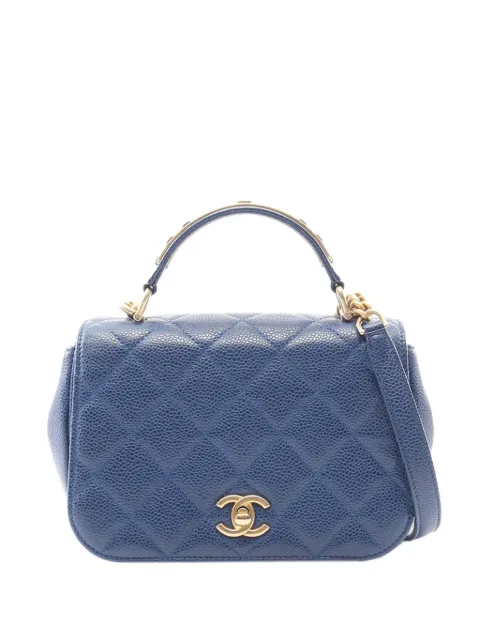 CHANEL Pre-Owned 2017-2018 Small Quilted Caviar Carry Around Flap satchel Blue YO8B9XO11SAWL20N