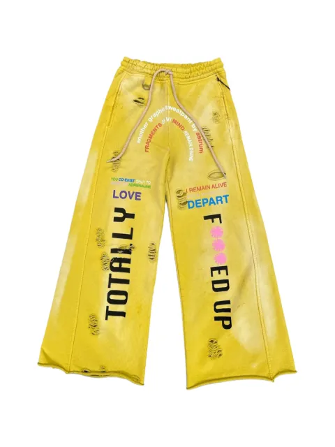 astrum distressed wide-leg track pants Yellow AST030