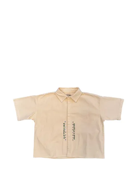 astrum rivet-embellished logo-print shirt Neutrals AST027