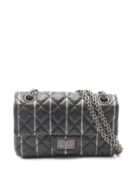 CHANEL Pre-Owned 2019 Mini Reissue 2.55 Lambskin Striped Single Flap crossbody bag Black OXF0TL6VCZ9713F7