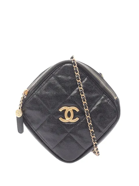 CHANEL Pre-Owned 2020 CC Quilted Lambskin Diamond Clutch with Chain crossbody bag Black L1CLUM8RHNLCCLFF