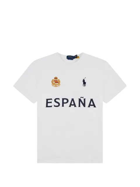 Polo Ralph Lauren logo-embroidered crest-patch T-shirt White 710B20851001