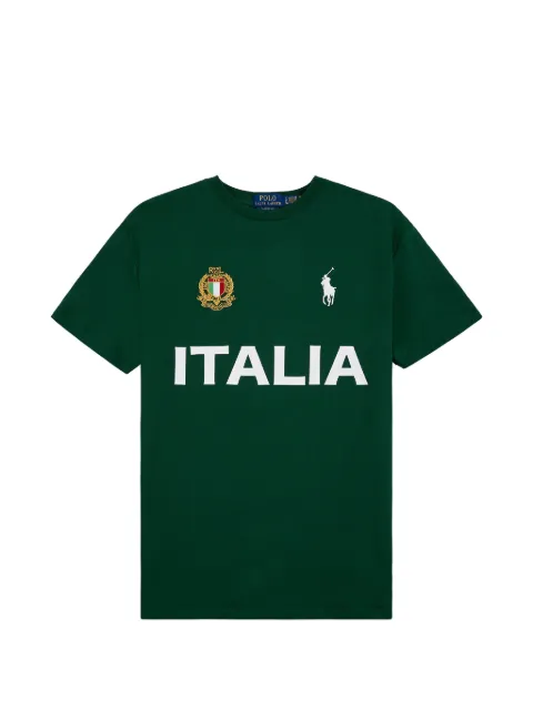 Polo Ralph Lauren logo-print crest-patch T-shirt Green 710B20870002