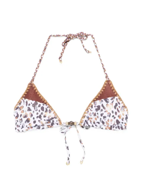 BANANA MOON leopard-print triangle bikini top White BOSCODUNARA
