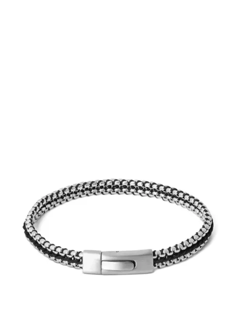 Tateossian Tris Button woven-detail box-chain bracelet Silver RTBRSTSCHA002