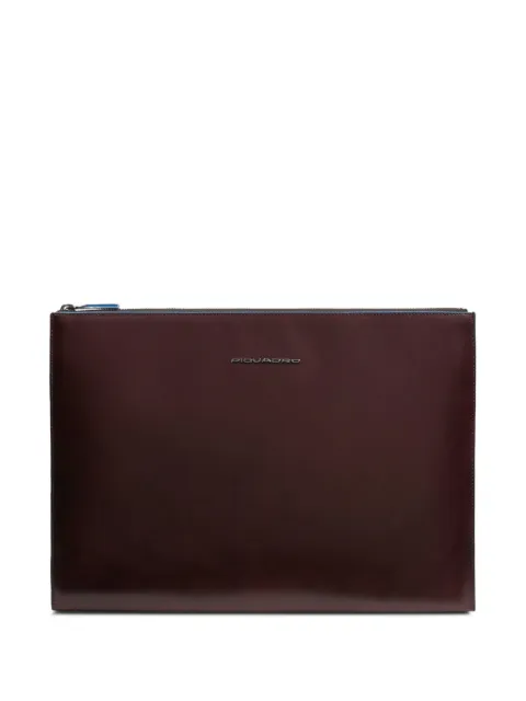 PIQUADRO iPad®Pro 13" logo-plaque zip-top leather clutch bag Red AC6587B2