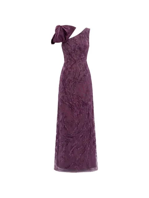 Saiid Kobeisy asymmetrical embroidered bow maxi dress Purple RTWFW2560