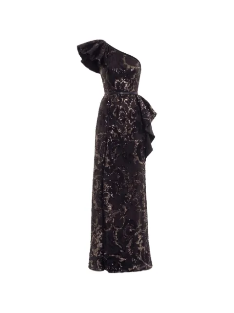 Saiid Kobeisy ruffled sequin-embroidered maxi dress Black RTWFW2545