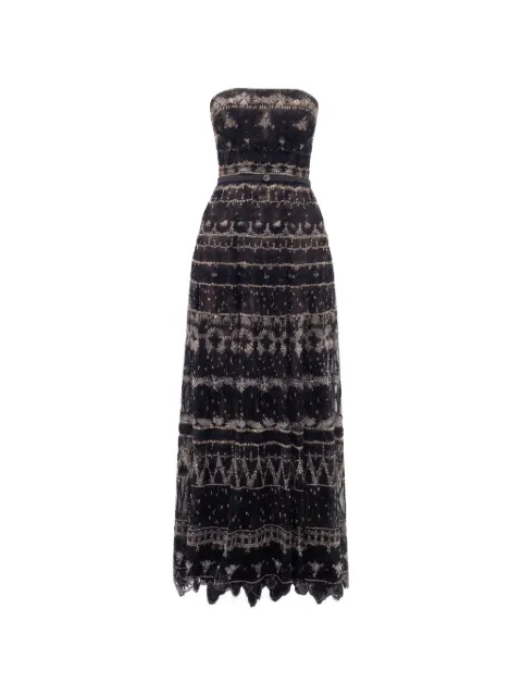 Saiid Kobeisy strapless beaded-tulle maxi dress Black RTWFW2538