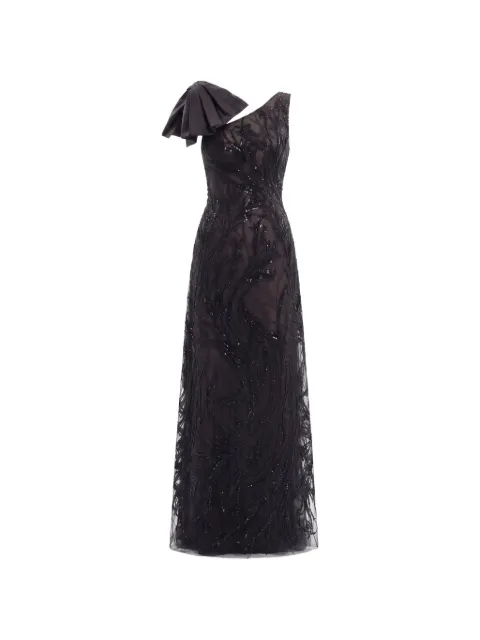 Saiid Kobeisy asymmetrical embroidered bow-detail maxi dress Black RTWFW2560