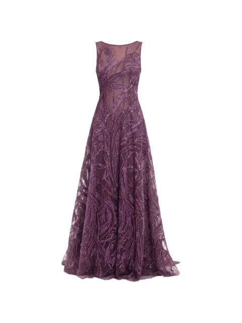 Saiid Kobeisy embroidered bow-detail maxi dress Purple RTWFW25DR59