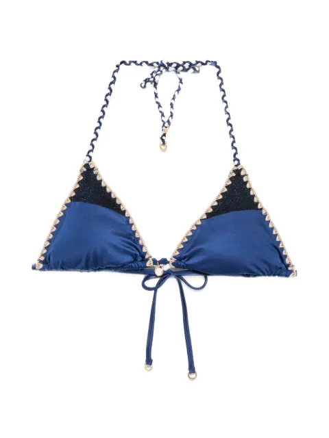 BANANA MOON crochet-trim glitter-detail bikini top Blue BOSCONAZCA