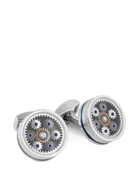 Tateossian Septa Gear round cufflinks Silver RTCFPABGER0007
