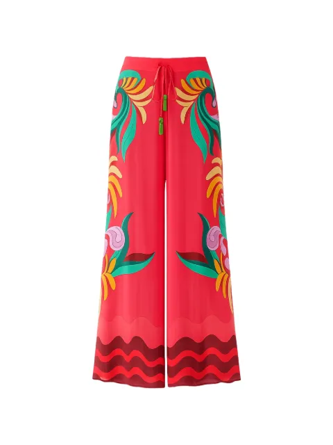 FARM Rio graphic-print palazzo pants Red 260404