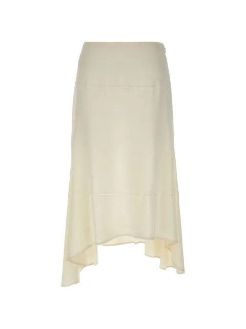 Victoria Beckham asymmetric crepe-satin midi skirt Neutrals 1266WSK007245AIVORY