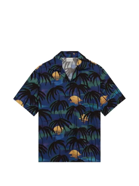 Probus Palmiers-print short-sleeved shirt Blue KSH228CO280NY