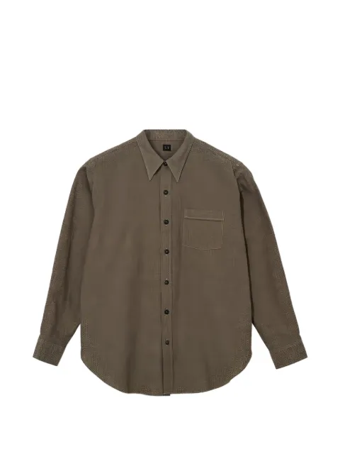 TAIGA TAKAHASHI narrow-collar zigzag-weave shirt Grey TTSS26106