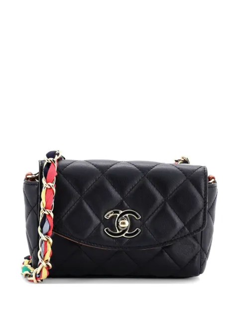 CHANEL Pre-Owned RIbbon Chain Flap Bag Quilted Lambskin Mini backpack Black ATGK1RMPLS24U8T2