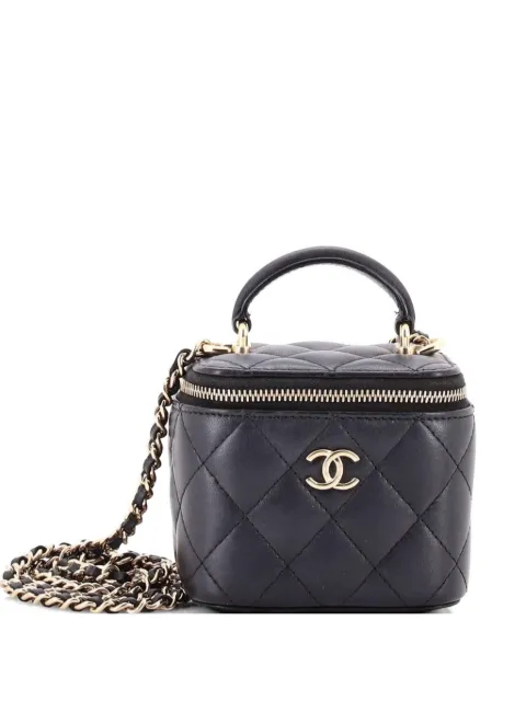CHANEL Pre-Owned Classic Top Handle Vanity Case with Chain Quilted Lambskin Mini crossbody bag Black 7IMLJRWGBNQR1FBD