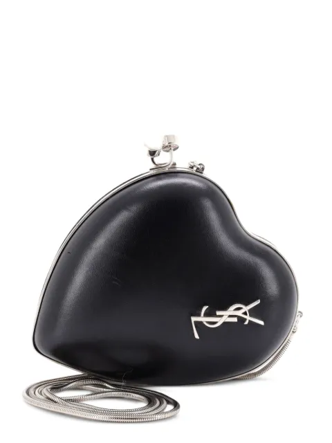Saint Laurent Pre-Owned Love Heart Chain Box Leather Small clutch bag Black 4AB6W29OSK6250A7