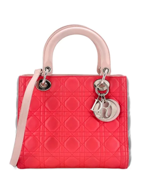 Christian Dior Pre-Owned Tricolor Lady Dior Bag Cannage Quilt Leather Medium satchel Grey Z5T9TQR6NSAVXIZK