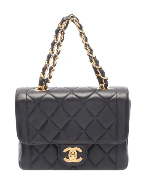 CHANEL Pre-Owned 1994-1996 Mini CC Quilted Lambskin Single Flap crossbody bag Black YO26K590WYTV360B