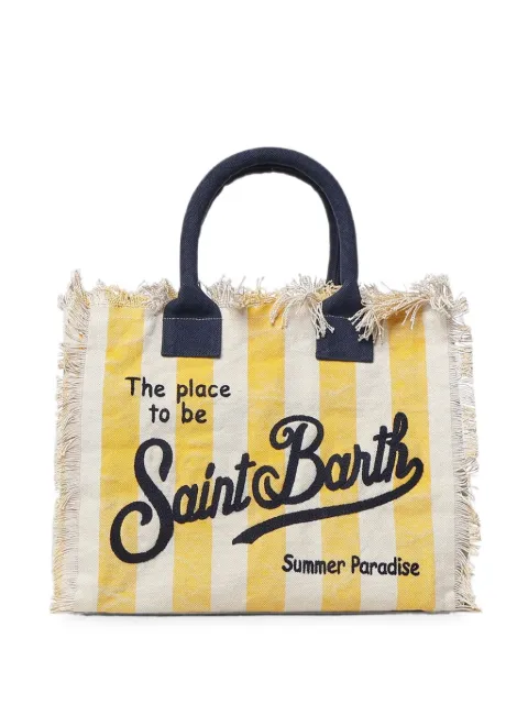 MC2 Saint Barth Colette striped frayed tote bag White VANI00109510L