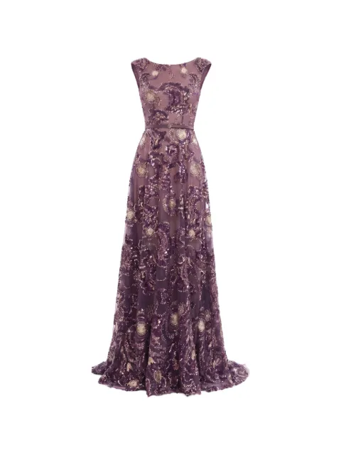Saiid Kobeisy sequin-embellished embroidered tulle maxi dress Purple RTWFW2550