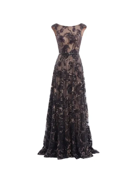 Saiid Kobeisy sequin-embroidered tulle maxi dress Black RTWFW2550