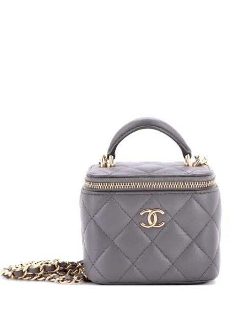 CHANEL Pre-Owned Classic Top Handle Vanity Case with Chain Quilted Lambskin Mini crossbody bag Grey TW7NB3F7AWJGAVCG