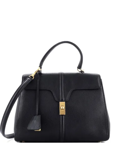 Celine Pre-Owned 16 Top Handle Bag Grained Calfskin Medium shoulder bag Black TTBCSCWGI2PHA3TG
