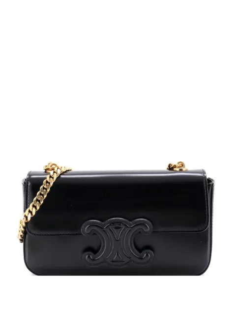 Celine Pre-Owned Triomphe Chain Leather Small shoulder bag Black KQXW466R1TSFF0DX
