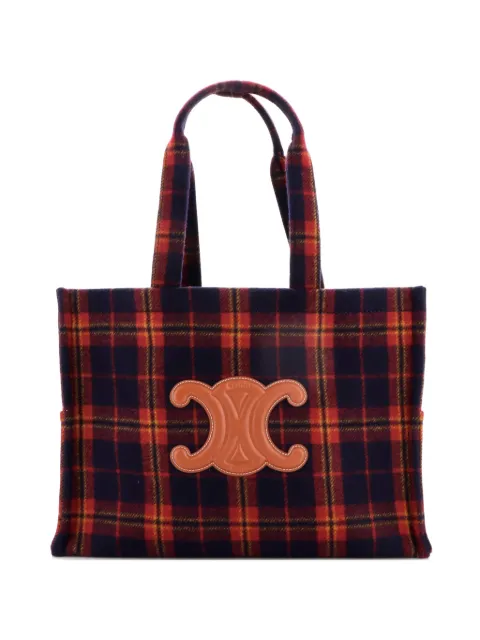 Celine Pre-Owned Cabas Thais Tartan Wool Large tote bag Blue 9NNVM3RZKZHXQZFN