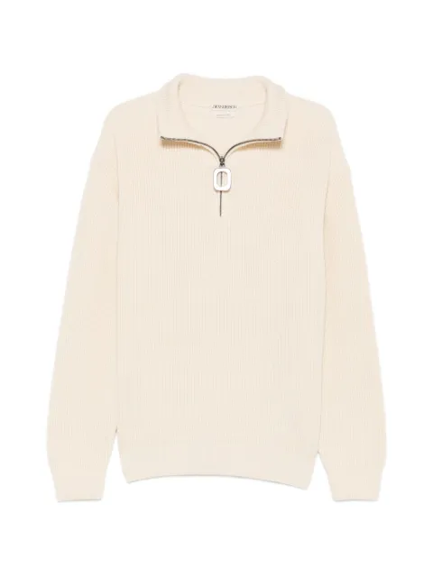JW Anderson half-zip ribbed-knit sweater Neutrals KW1481YN0542