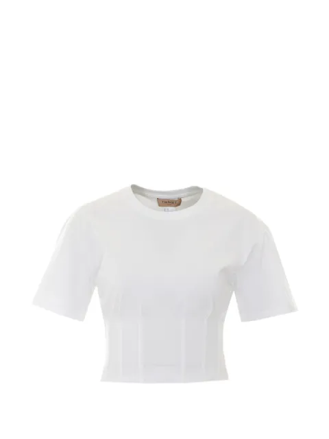 TWINSET crew neck bustier-detail T-shirt White 261TT2440