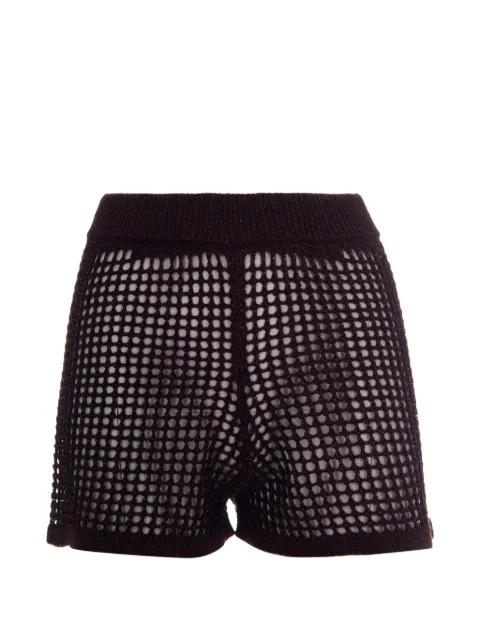 MC2 Saint Barth lurex-detail open-knit shorts Black SRM0001