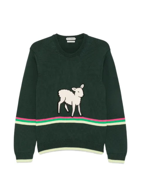 JW Anderson lamb-intarsia striped-trim sweater Green KW1578YN0515