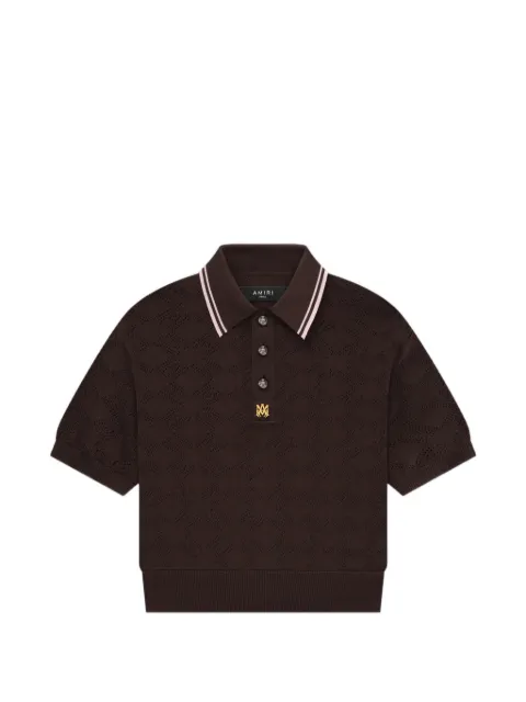 AMIRI MA Quad monogram-pattern polo shirt Brown AWKNPO1017