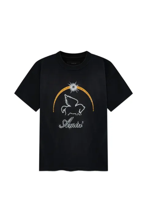 AMIRI crystal-embellished Pegasus T-shirt Black AWJYTE1053