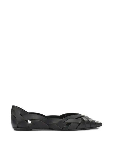 Del Carlo Lisi interwoven pointed-toe ballet flats Black 12101LISINATURNERO
