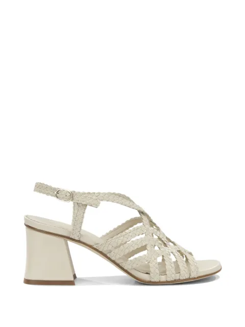 PONS QUINTANA braided leather heeled sandals White 12039000SALINAS