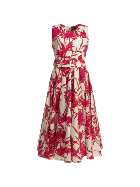 Samantha Sung Abelia floral-print belted midi dress White ASTERPRIMAVERASILHOUETTEWHITE