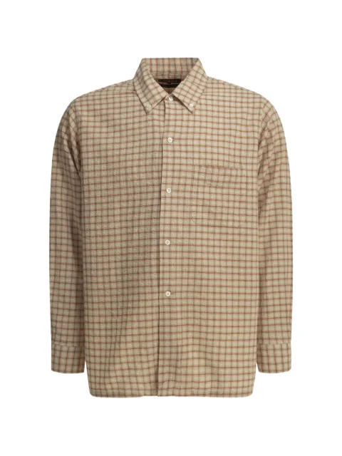 BEAMS PLUS check-pattern seersucker-texture shirt Neutrals 3811192913935