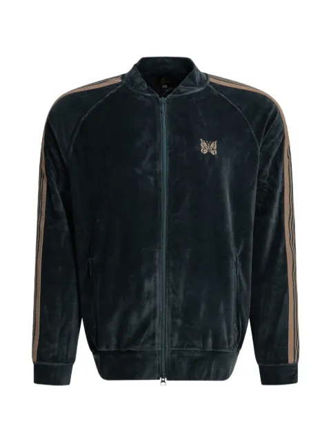 Needles velour side-stripe sweater Blue SX413ASTEELBLUE