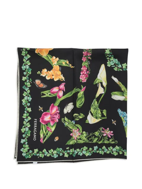 Ferragamo Eden shoes print silk scarf Black 795202