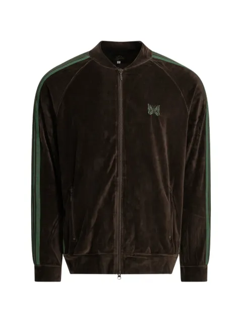 Needles Track side-stripe zip-up cotton sweatshirt Brown SX413