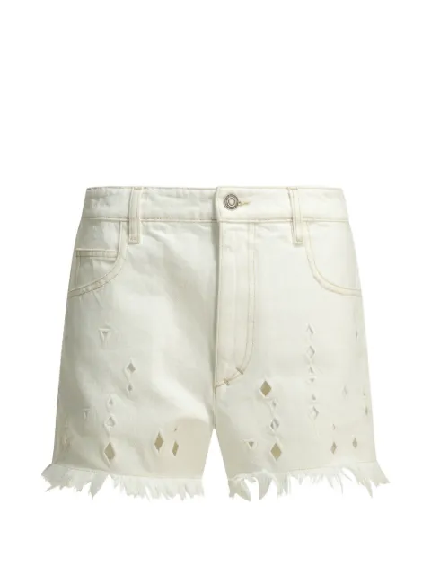 ISABEL MARANT Aecia cut-out frayed-hem shorts White SH0300FAD2H01I