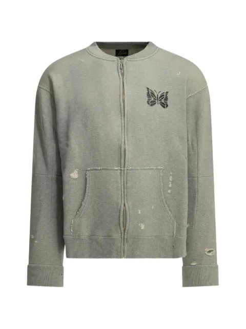 Needles distressed papillon-print sweater Grey SX430AHGREY